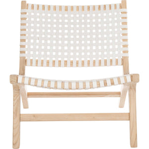 Luke Leather Woven Accent Chair Natural/White