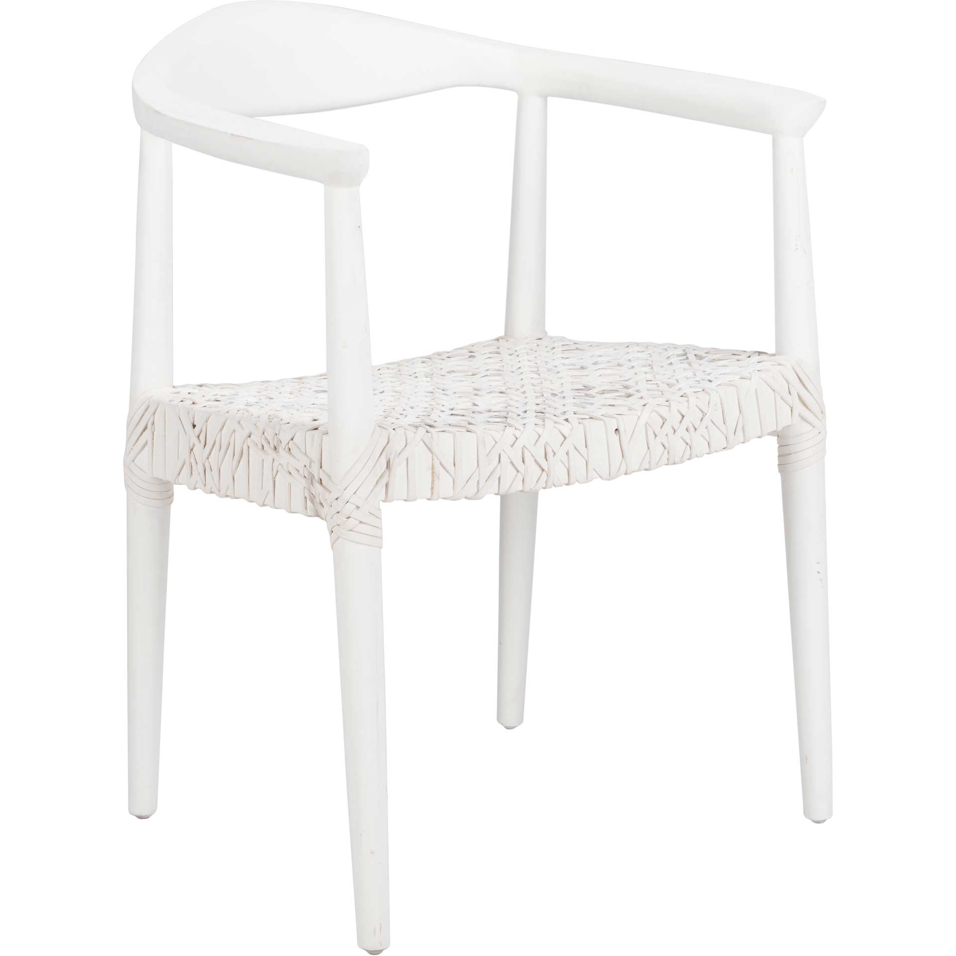 Justin Leather Woven Accent Chair White/Off-White