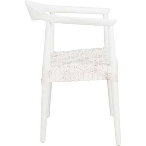 Justin Leather Woven Accent Chair White/Off-White