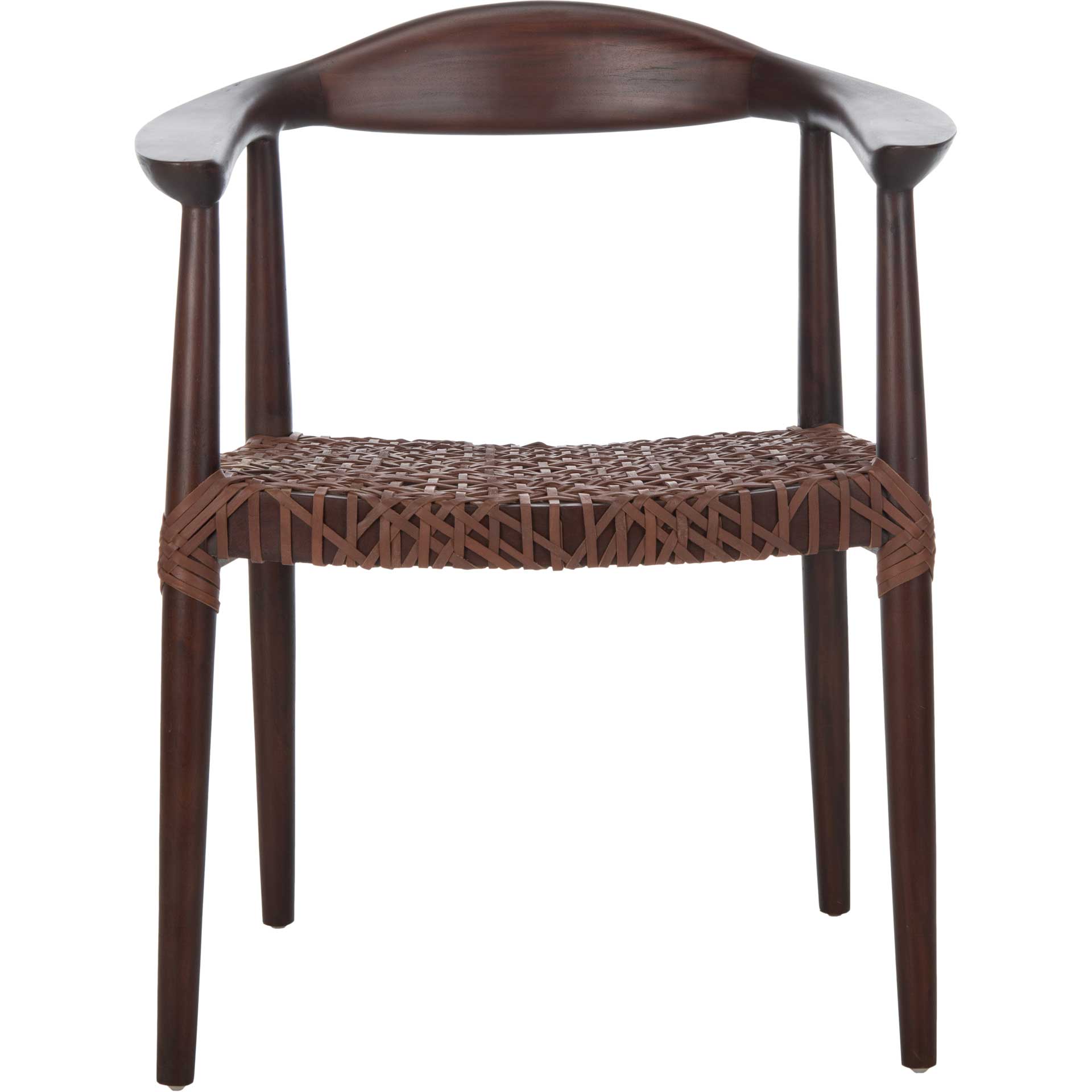 Justin Leather Woven Accent Chair Walnut/Brown