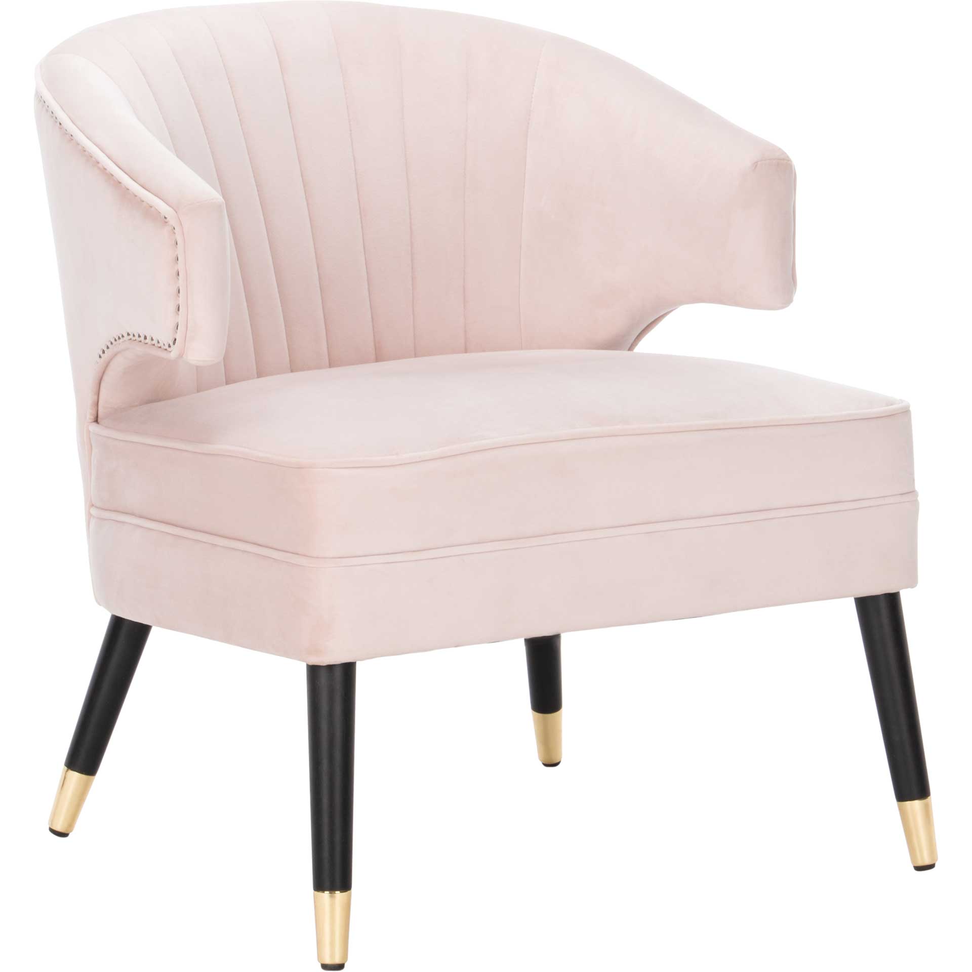 Stitch Wingback Accent Chair Pale Pink/Black