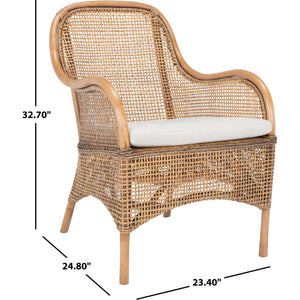 Chantel Rattan Accent Chair Dark Natural/White