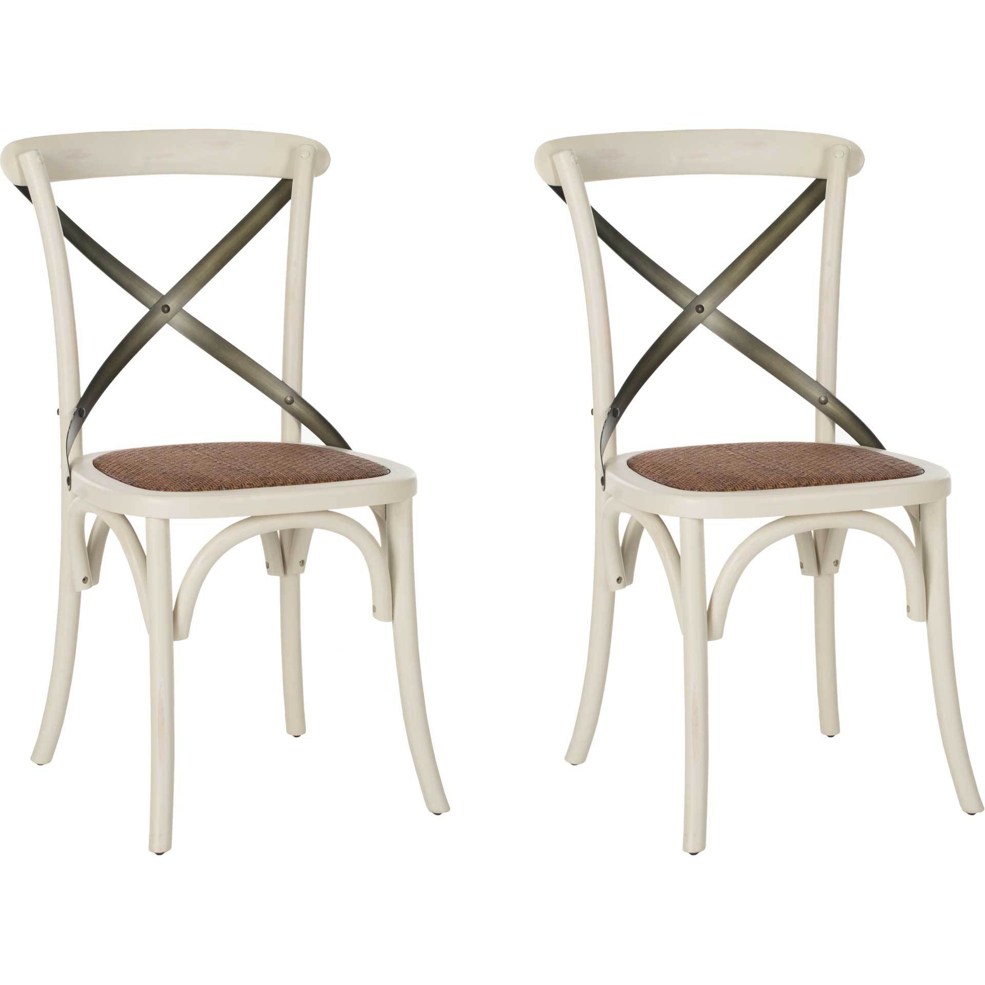 Elisabeth X Back Farmhouse Side Chair Distressed Ivory (Set of 2)