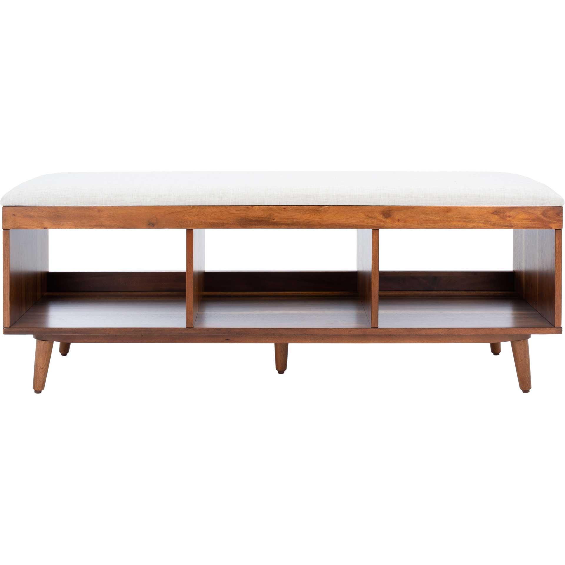 Crane Open Shelf Bench With Cushion Cream/Natural