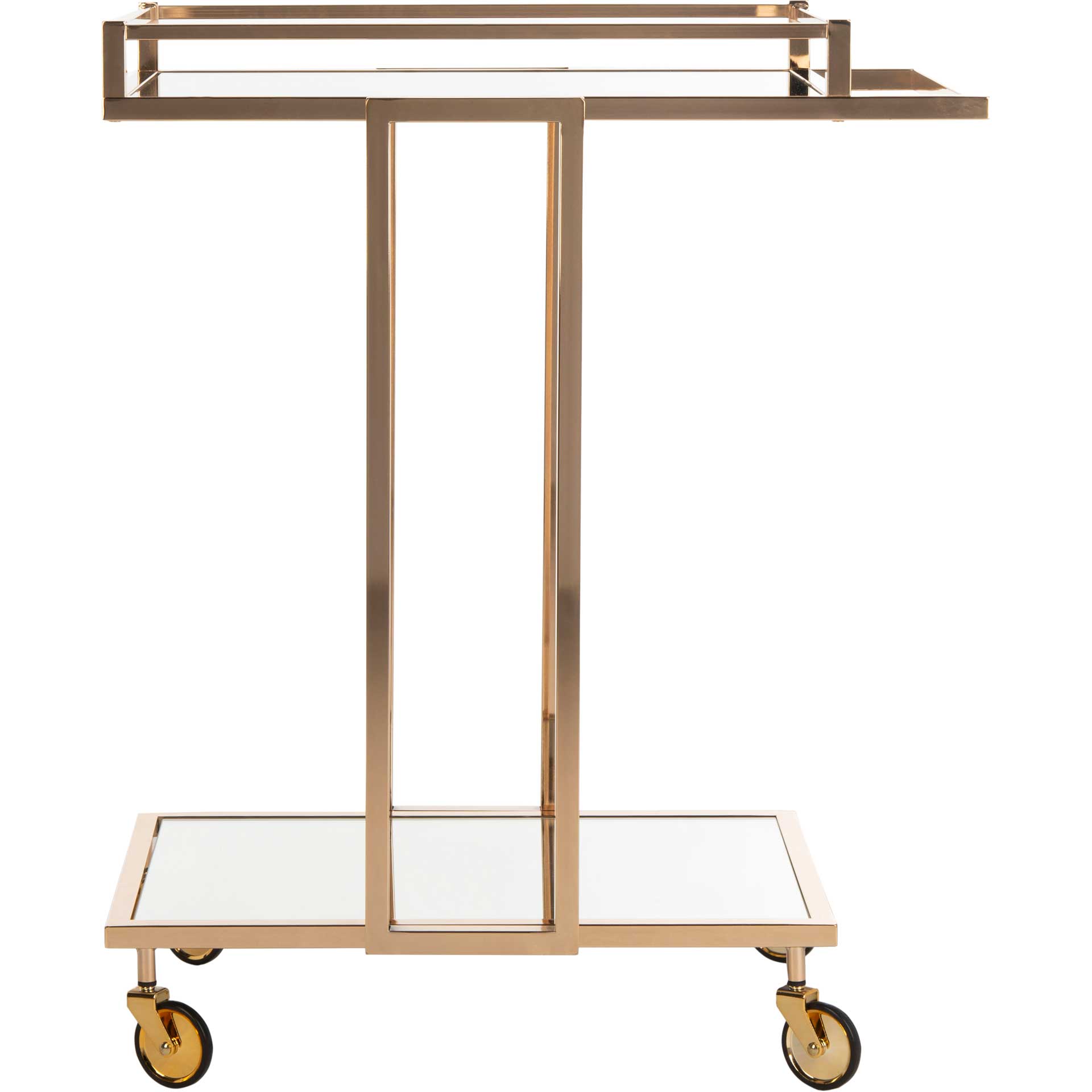 Carla 2 Tier Rectangle Bar Cart Gold/Mirror