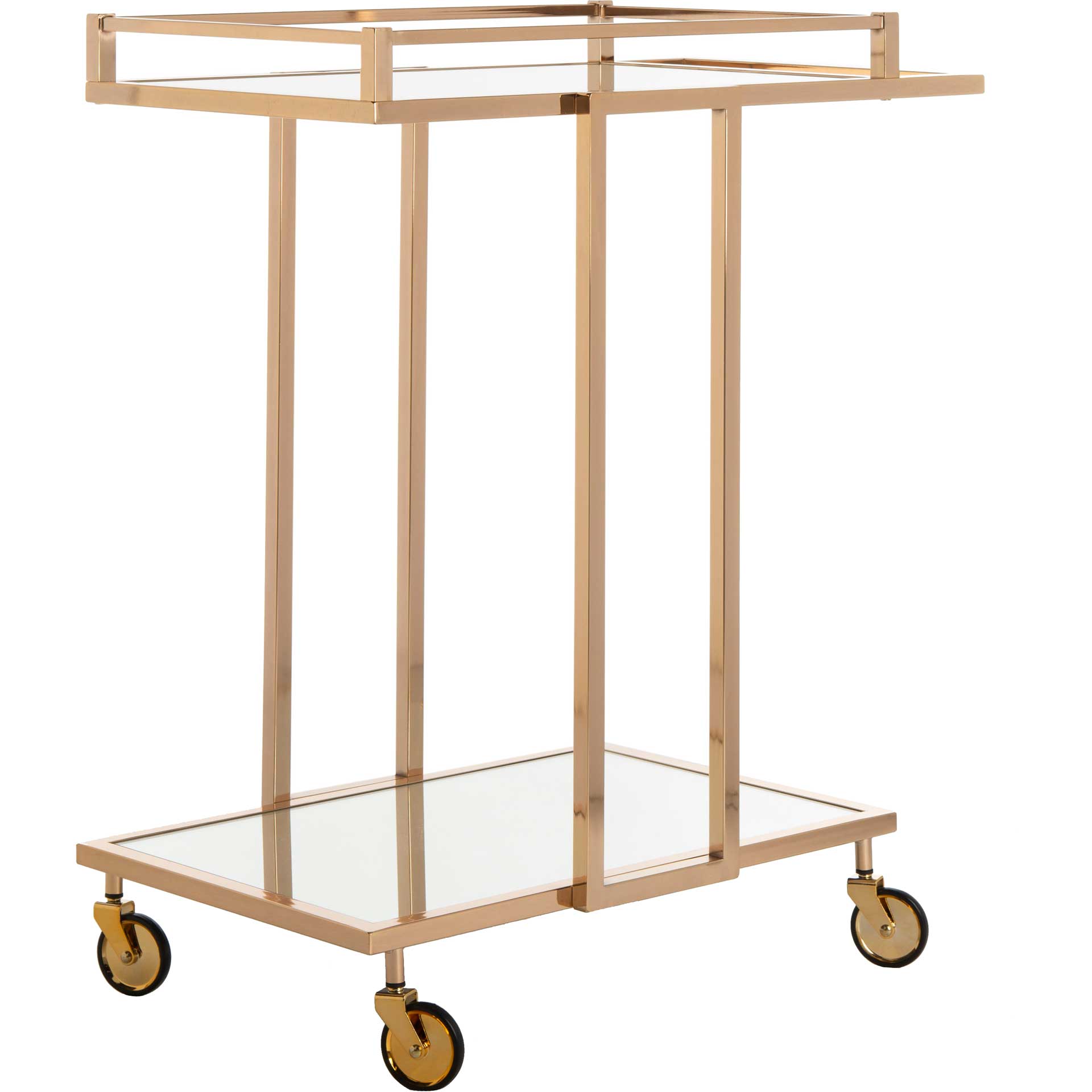 Carla 2 Tier Rectangle Bar Cart Gold/Mirror