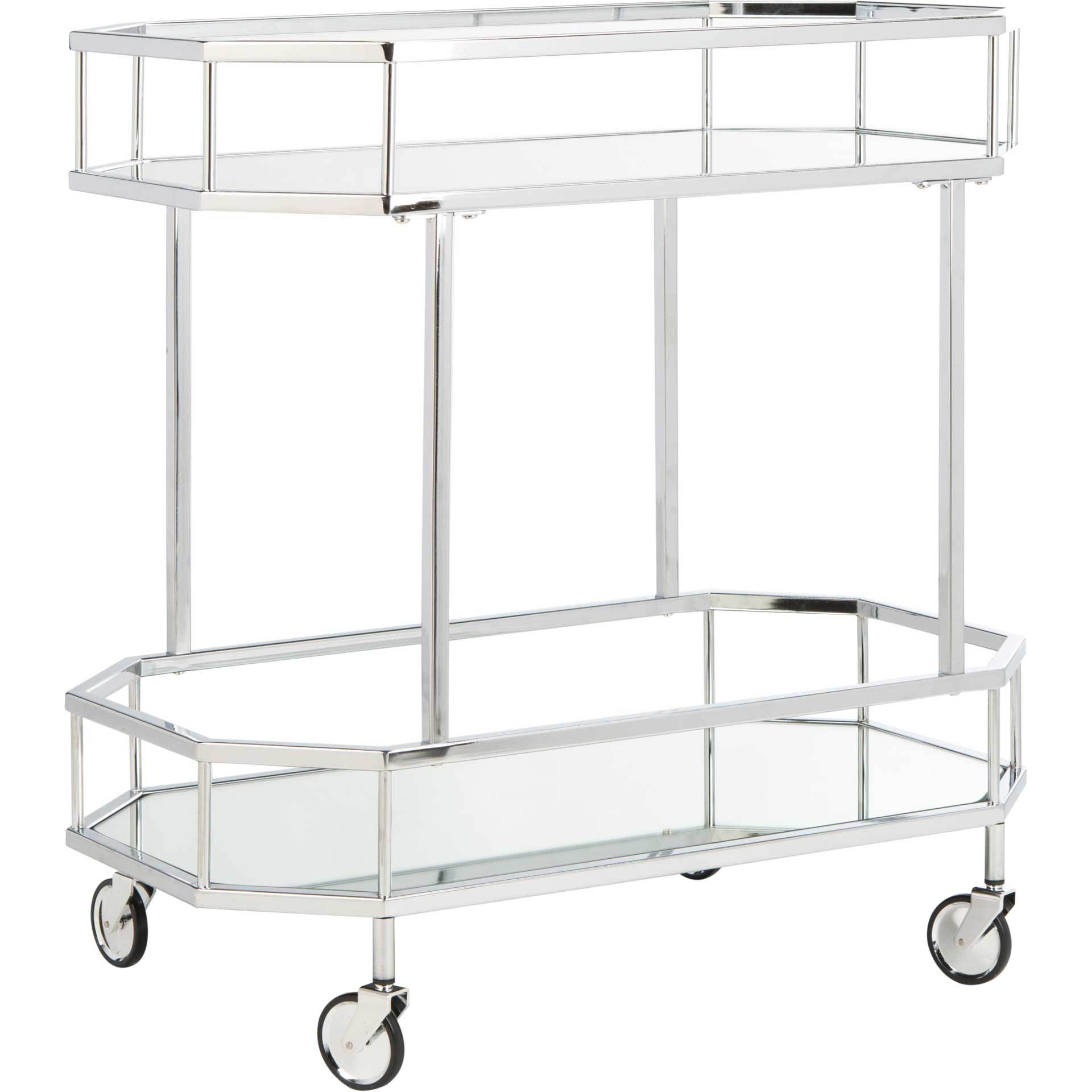 Sincere 2 Tier Octagon Bar Cart Silver/Mirror