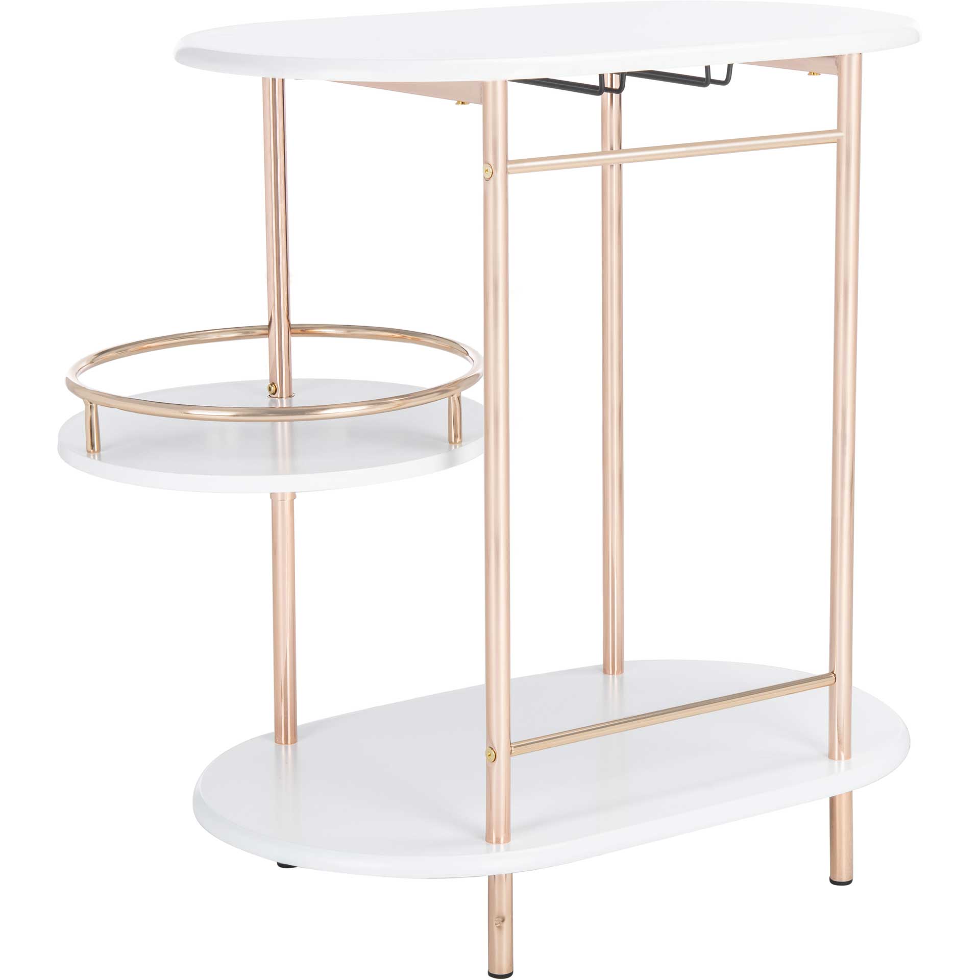 Ivan 3 Tier Swivel Bar Table White/Gold