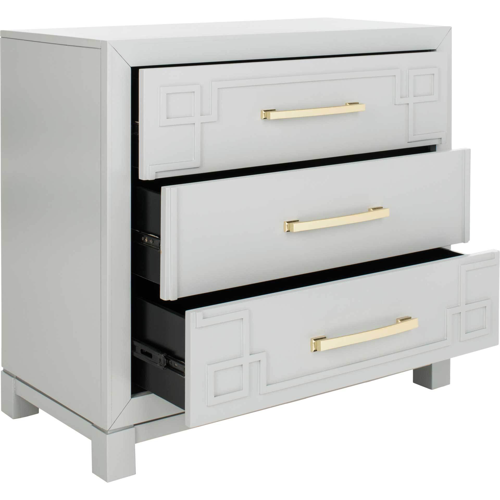 Randy 3 Drawer Chest Gray/Gold