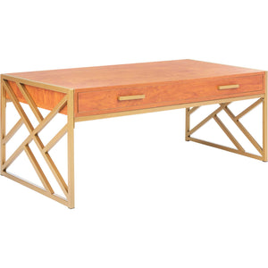 Elias 2 Drawer Coffee Table Natural/Gold