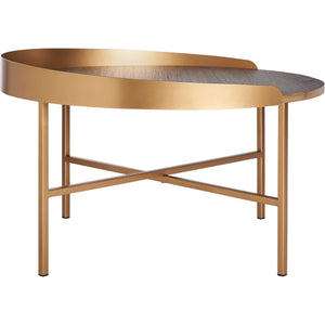 Preston Round Coffee Table Light Gray Oak/Gold