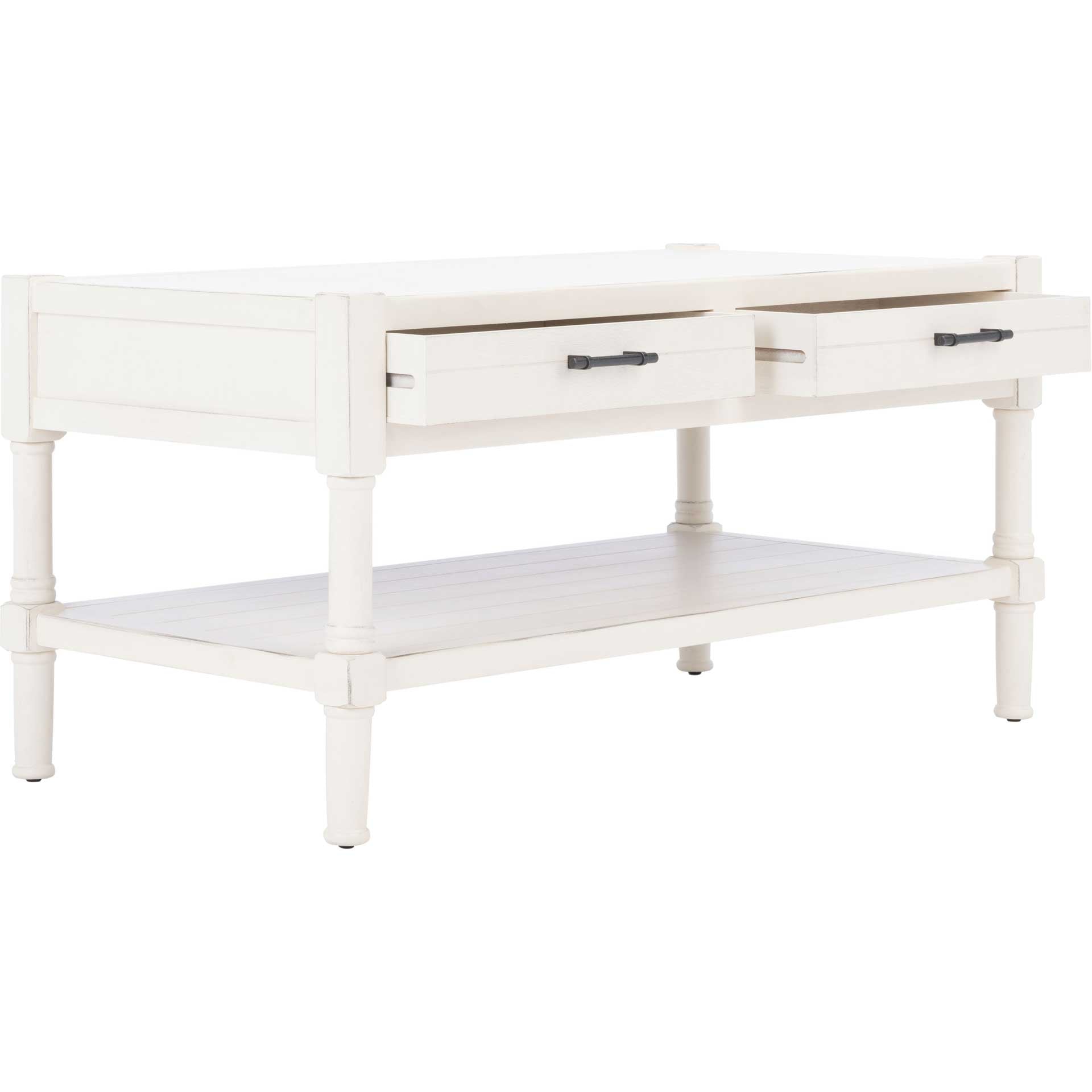 Fidelma 2 Drawer Coffee Table Distressed White