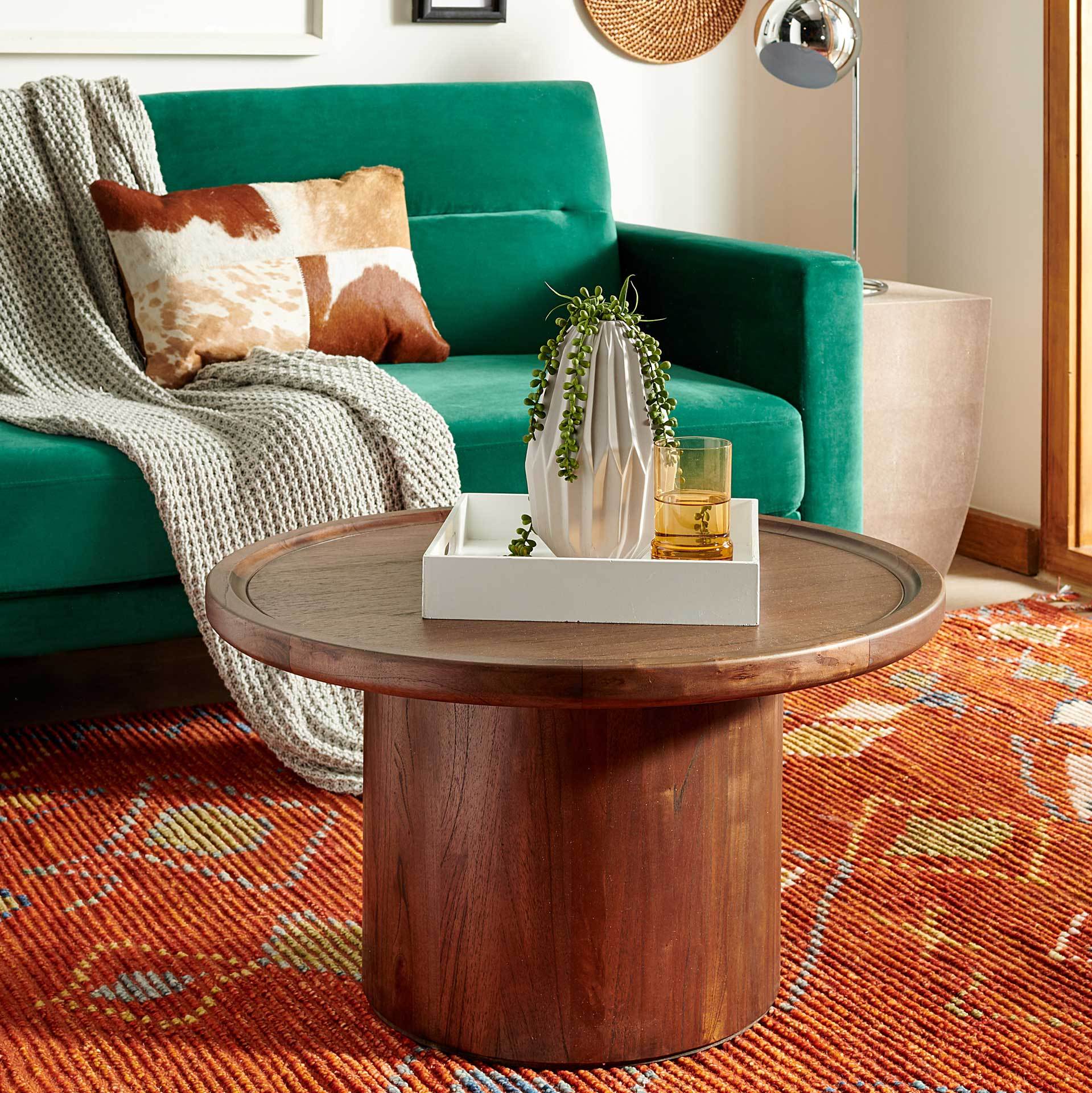 Denver Pedestal Coffee Table Dark Brown