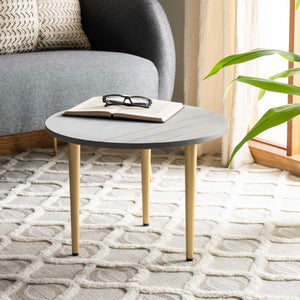 Temara Round Concrete Coffee Table Cement/Brass