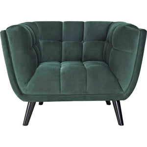 Banister Velvet Armchair Green