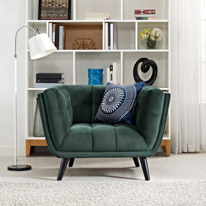 Banister Velvet Armchair Green