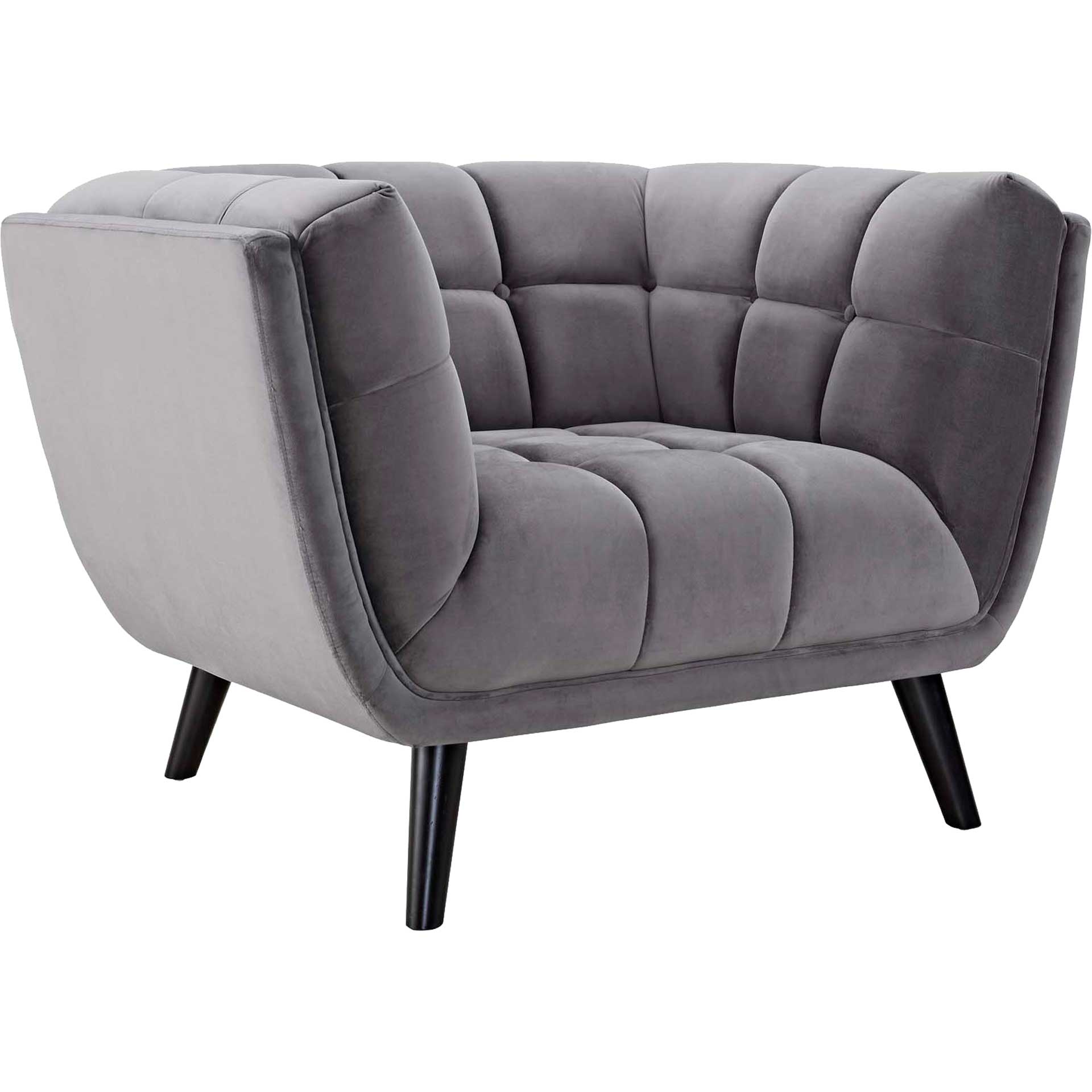 Banister Velvet Armchair Gray