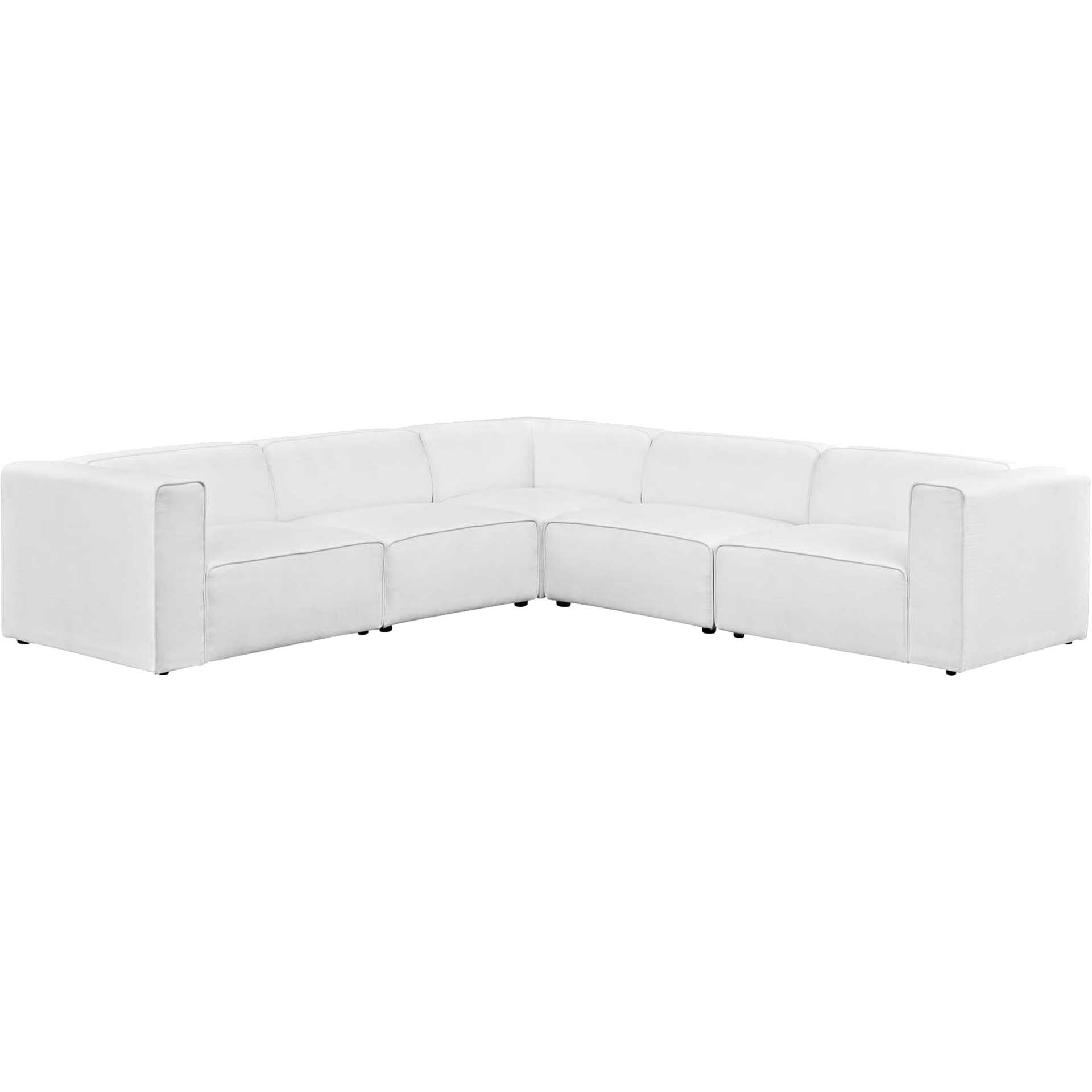 Maisie 5 Piece L-Shaped Sectional Sofa White