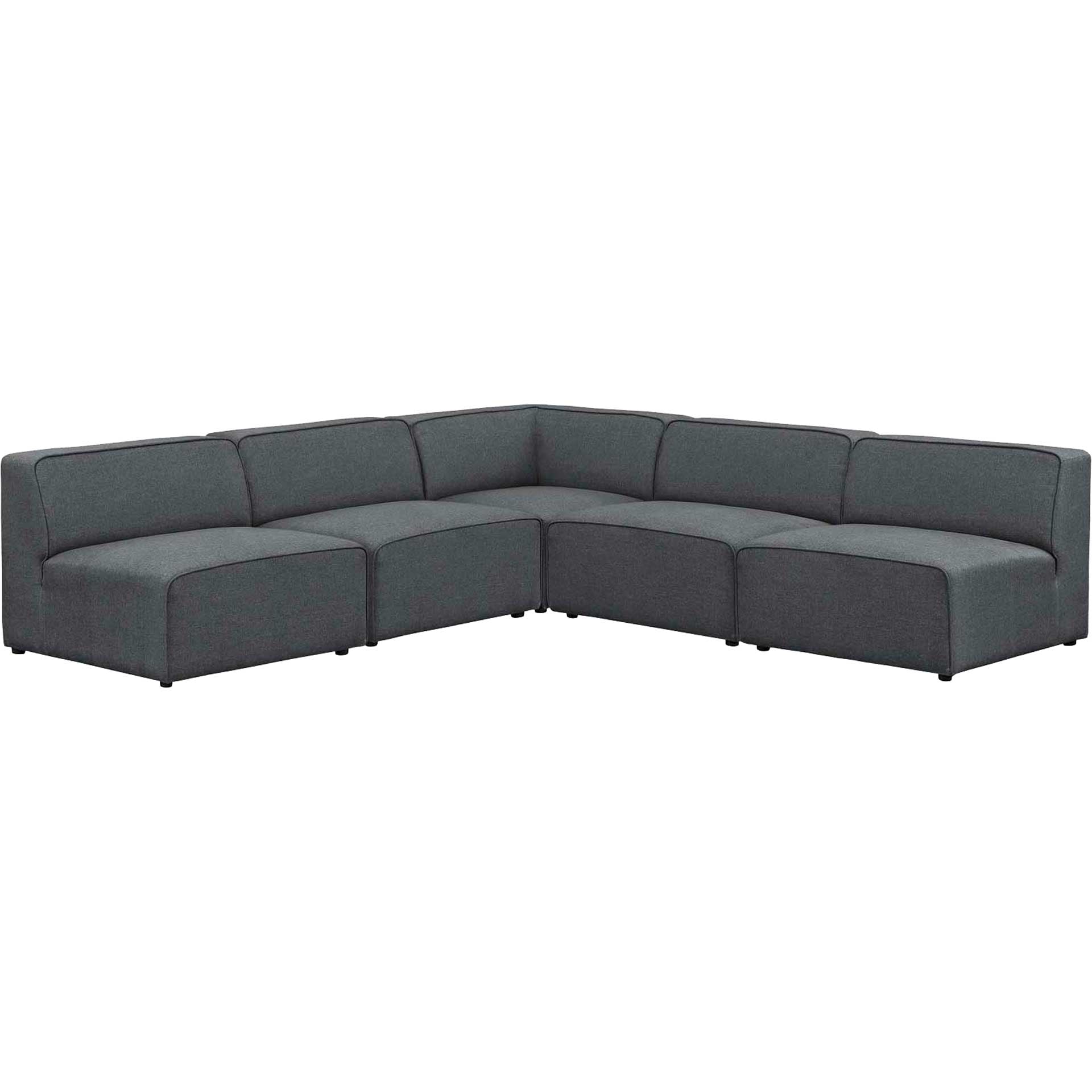 Maisie 5 Piece L-Shaped Armless Sectional Sofa Gray