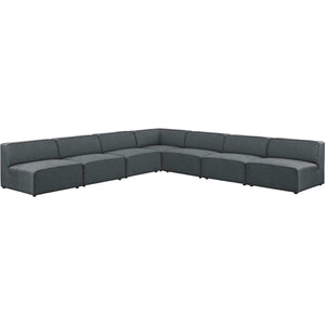 Maisie 7 Piece L-Shaped Armless Sectional Sofa Gray