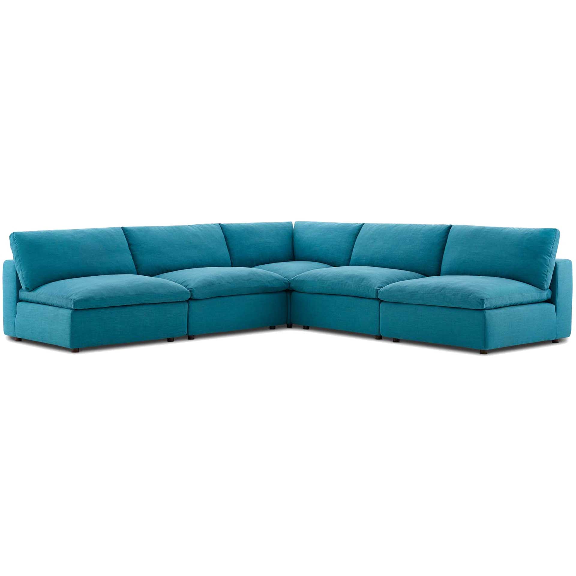 Carmen L-Shaped Armless Sectional Sofa Teal