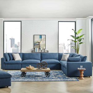 Carmen Long L-Shaped Sectional Sofa Azure