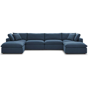 Carmen U-Shaped Armless Sectional Sofa Azure