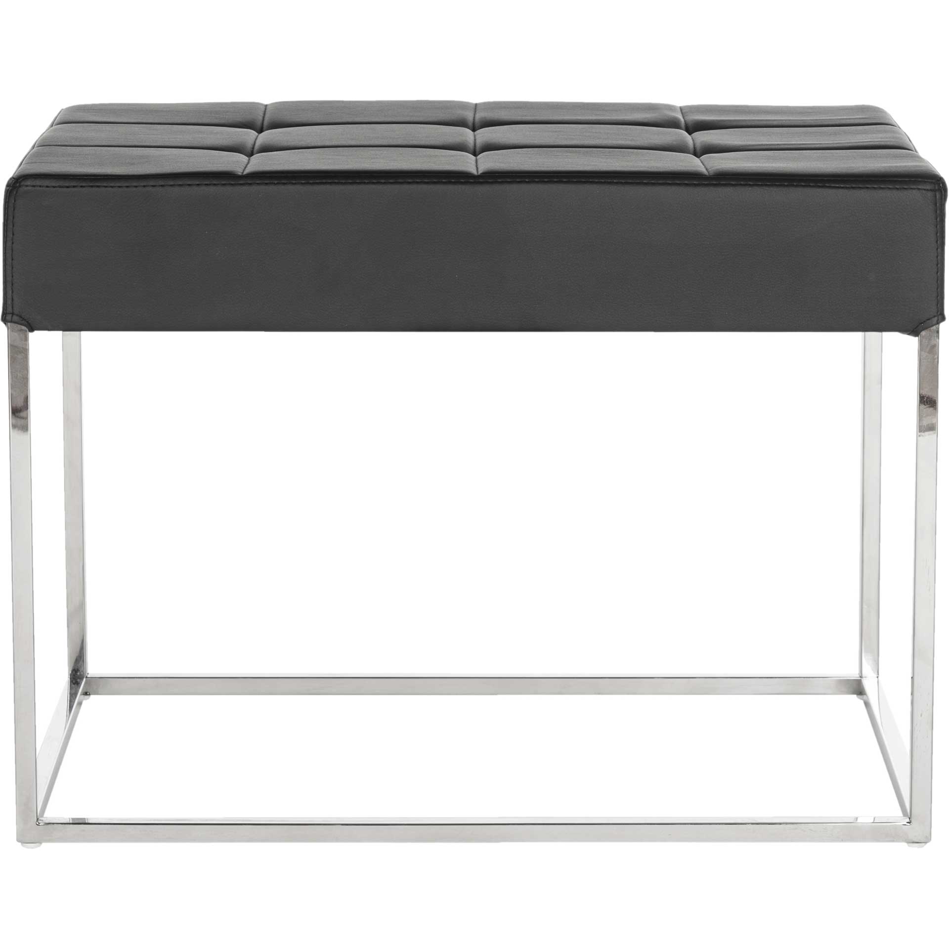 Roger Ottoman Black/Chrome