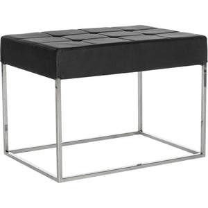 Roger Ottoman Black/Chrome