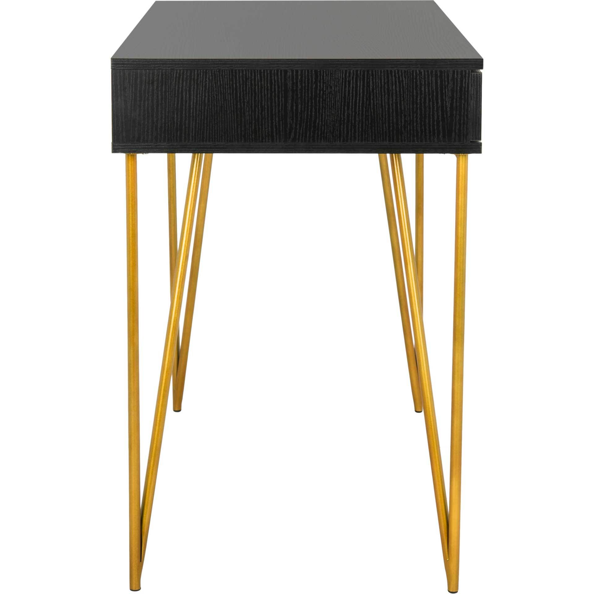 Pierce Two Drawer Desk Black/Gold