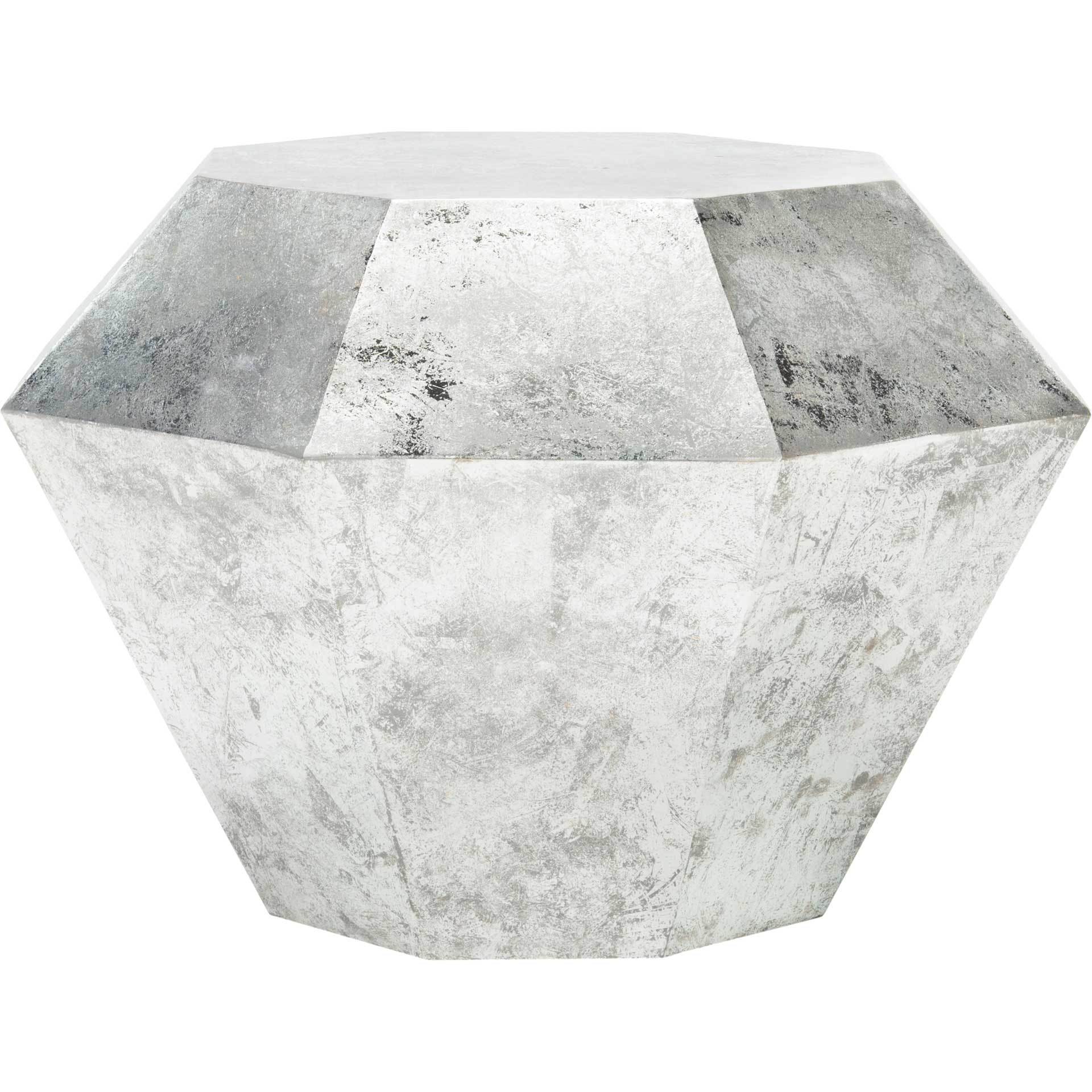 Grey Diamond Accent Table Antique Silver