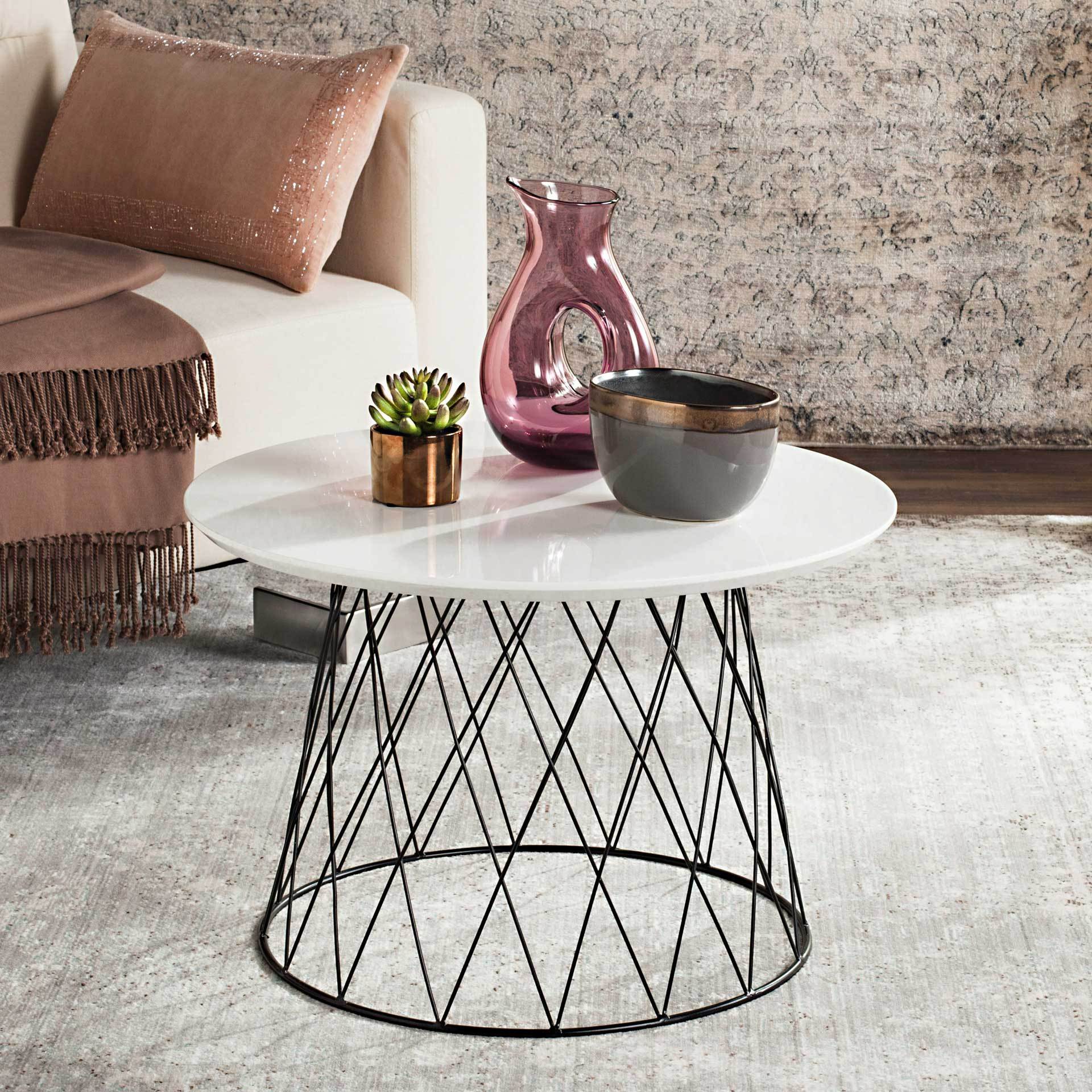 Rogelio Lacquer End Table White/Black