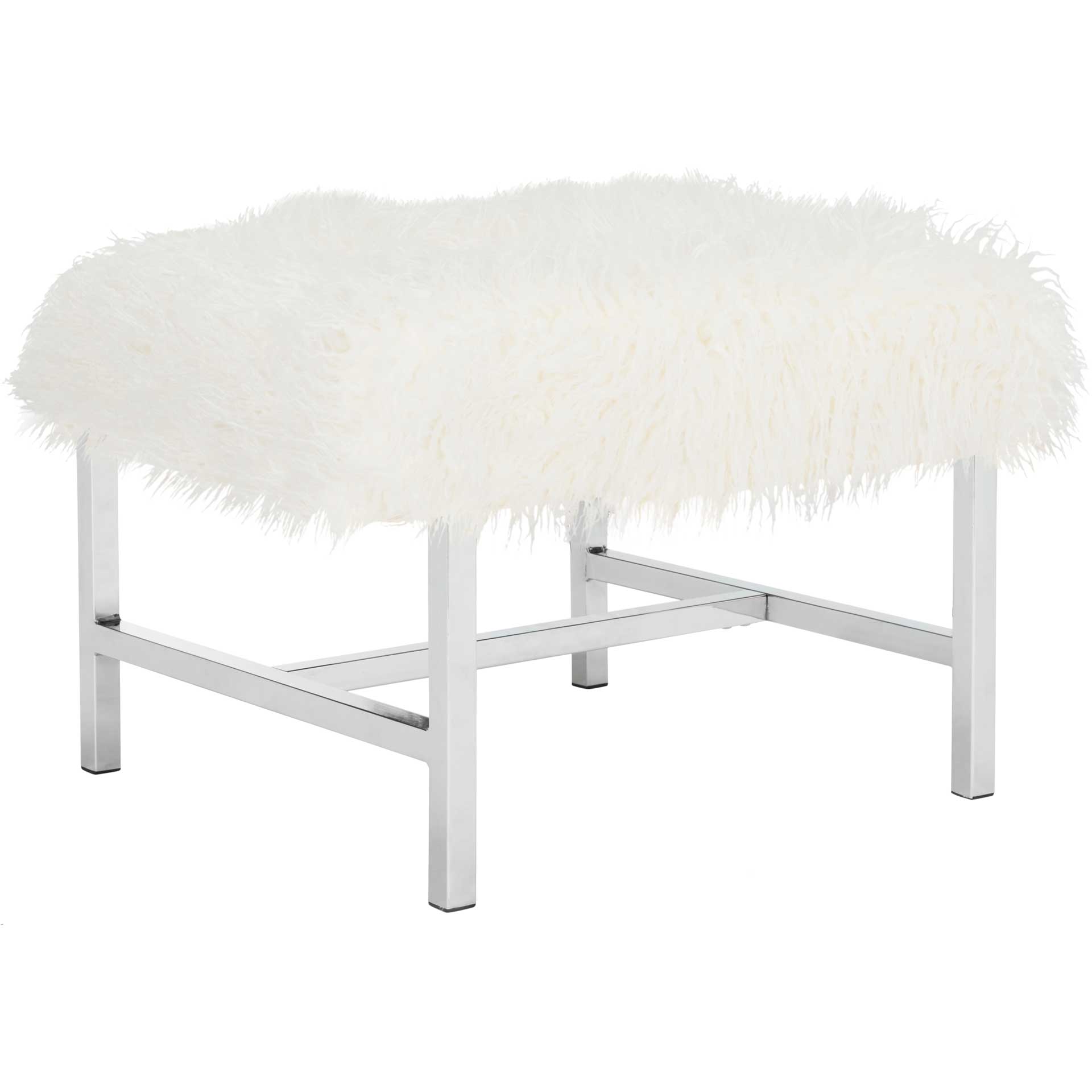 Hollingsworth Faux Sheepskin Square Bench White