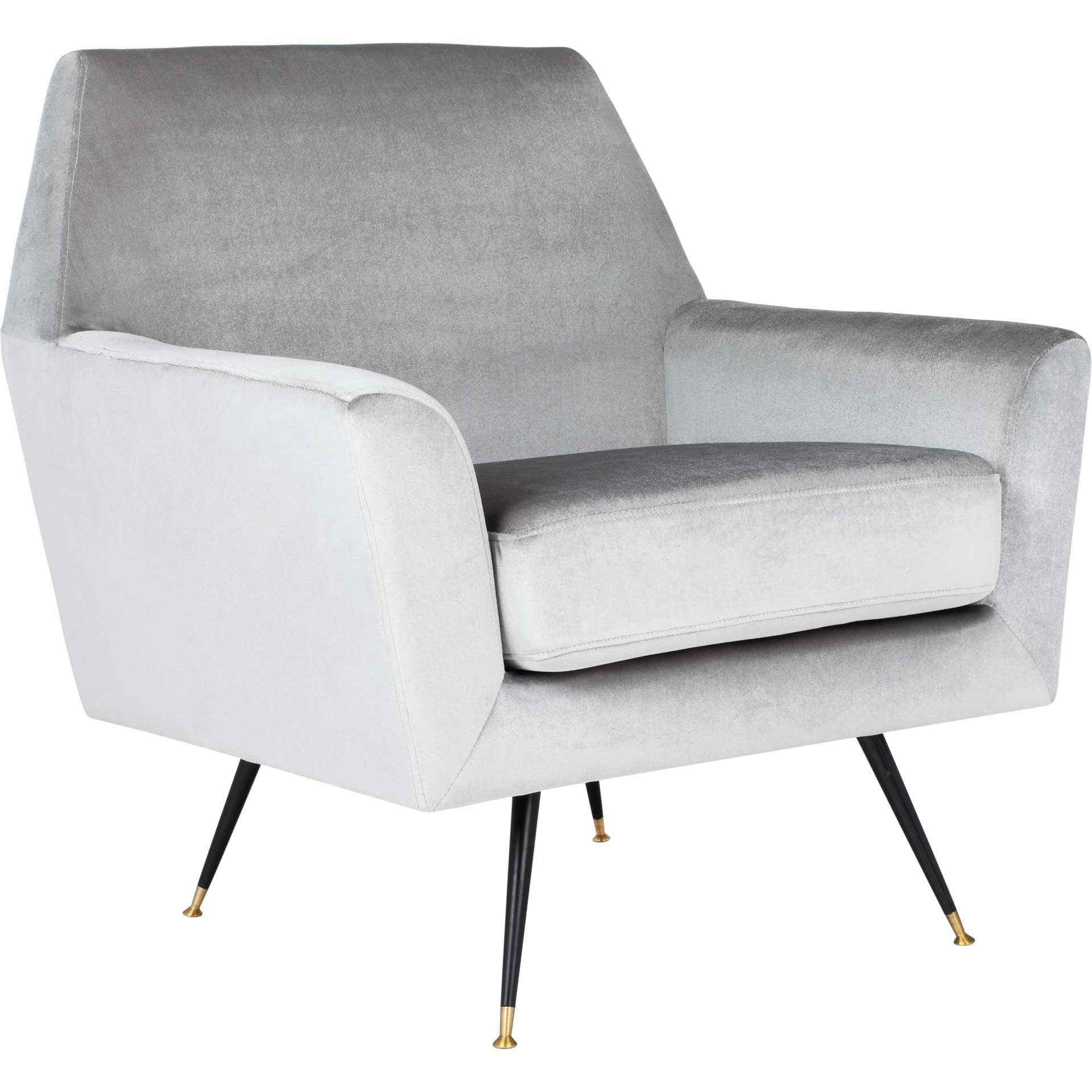 Nyla Velvet Accent Chair Light Gray