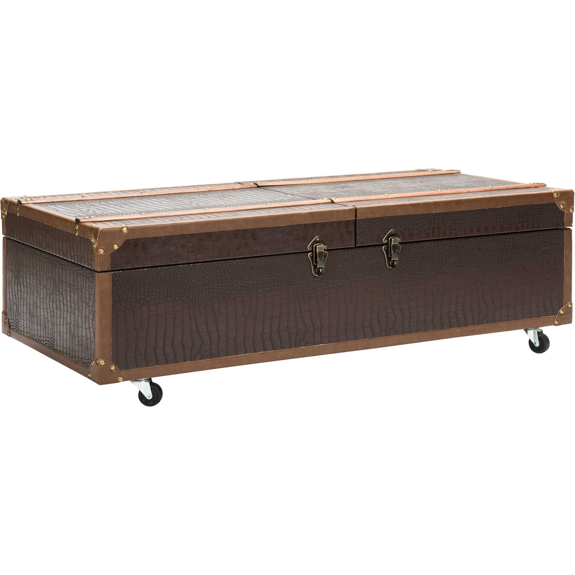 Zoey Coffee Table Storage Trunk With Wine Rack Brown