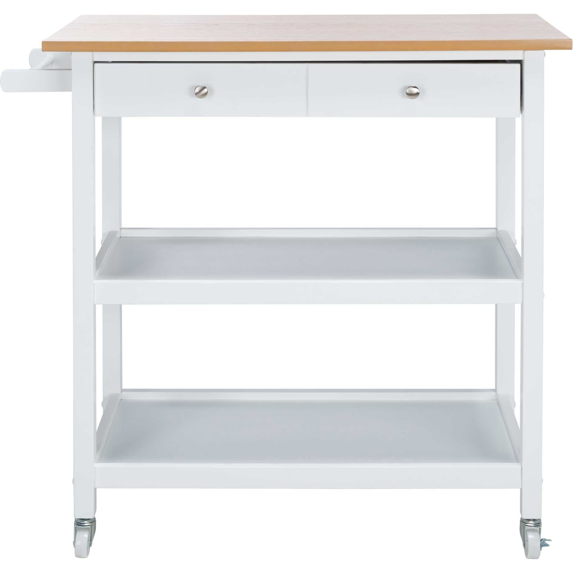 Coffe 2 Drawer 2 Shelf Kitchen Cart Natural/White