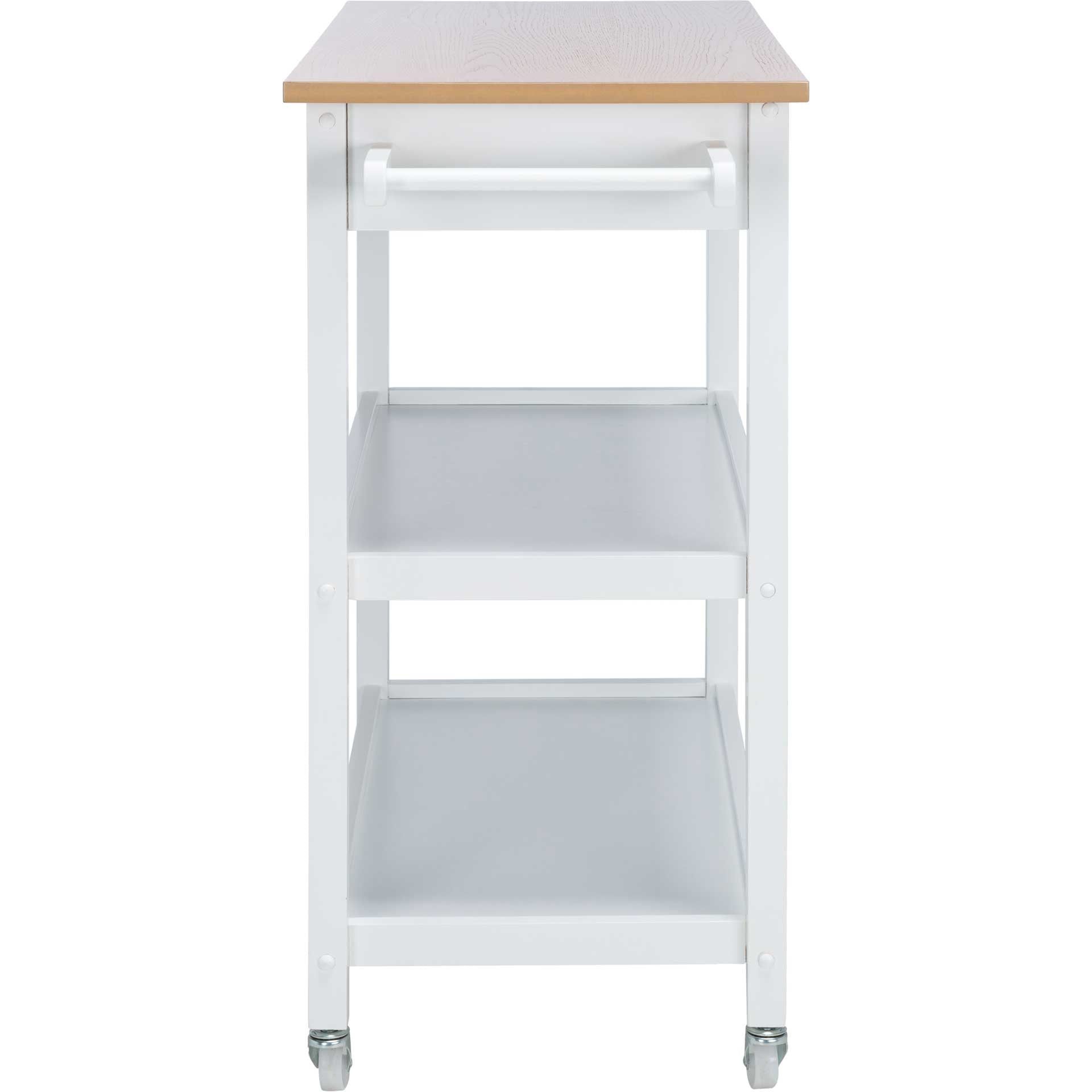 Coffe 2 Drawer 2 Shelf Kitchen Cart Natural/White