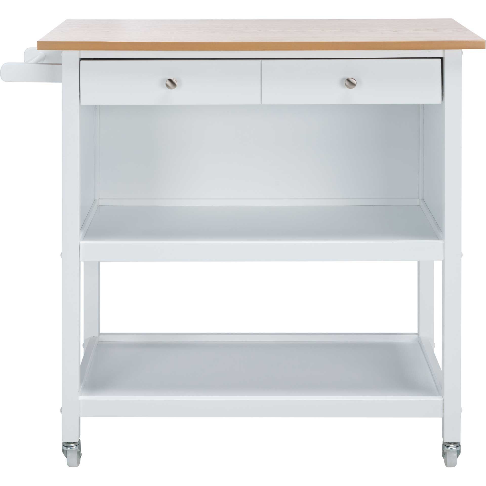 Dalit 2 Drawer 2 Shelf Kitchen Cart Natural/White