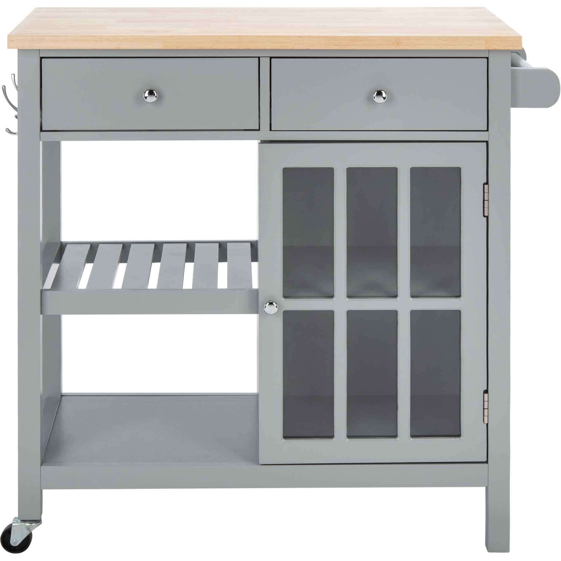 Lodi 1 Door 2 Drawer 2 Shelf Kitchen Cart Gray/Natural