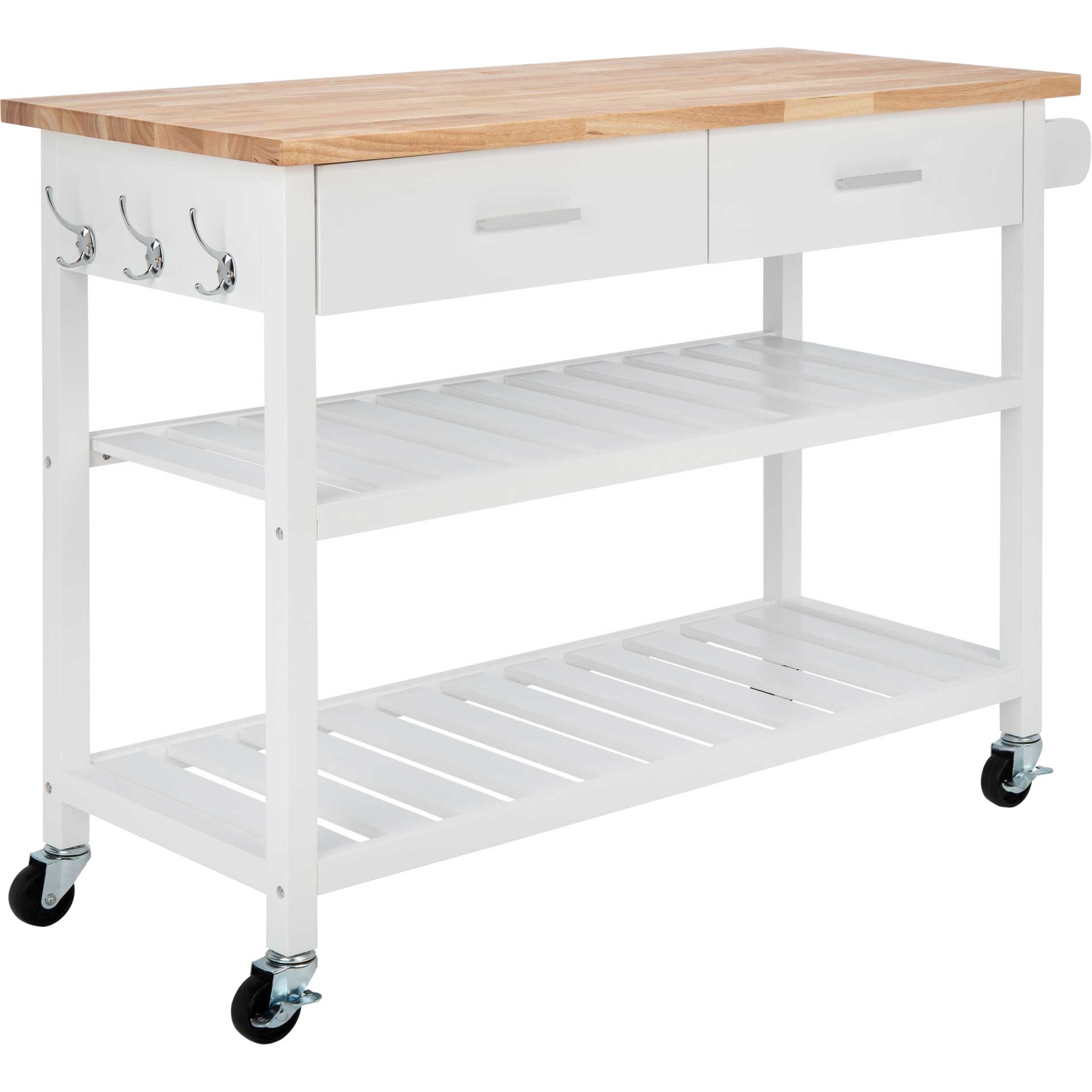 Kinston 2 Drawer 2 Shelf Kitchen Cart White/Natural