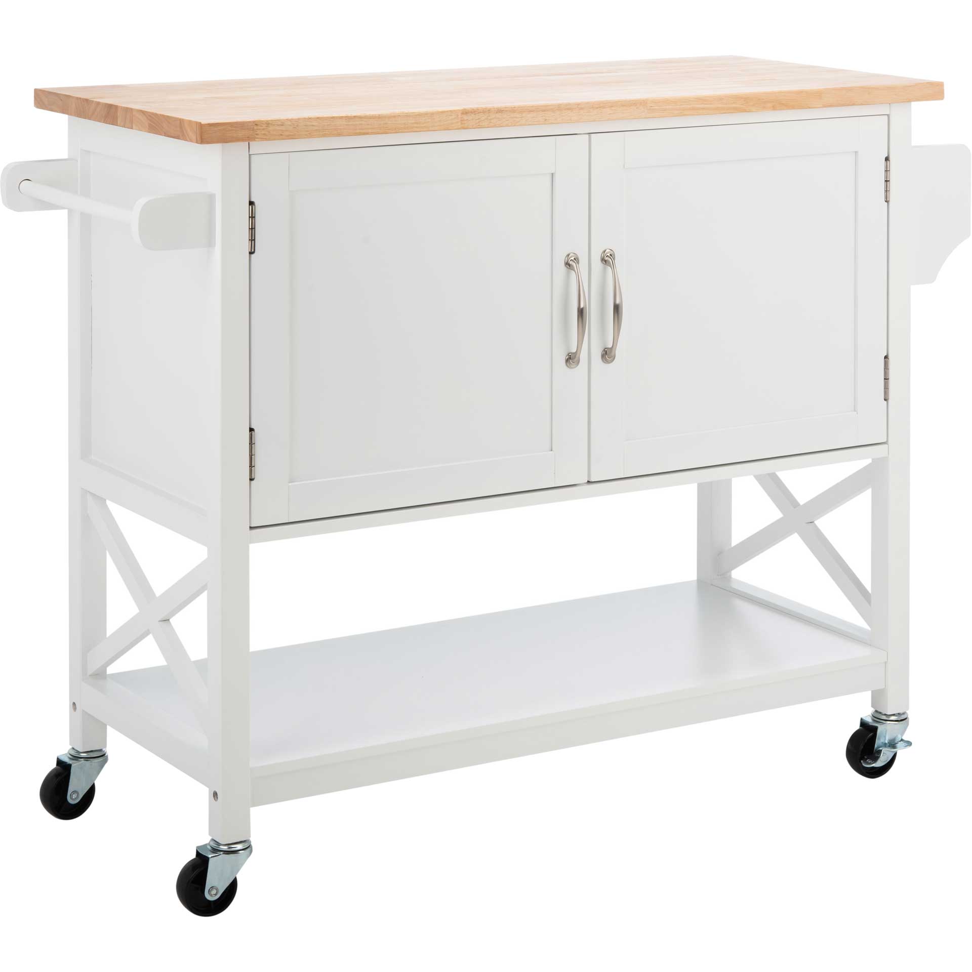 Kenley 2 Door 1 Shelf Kitchen Cart White/Natural