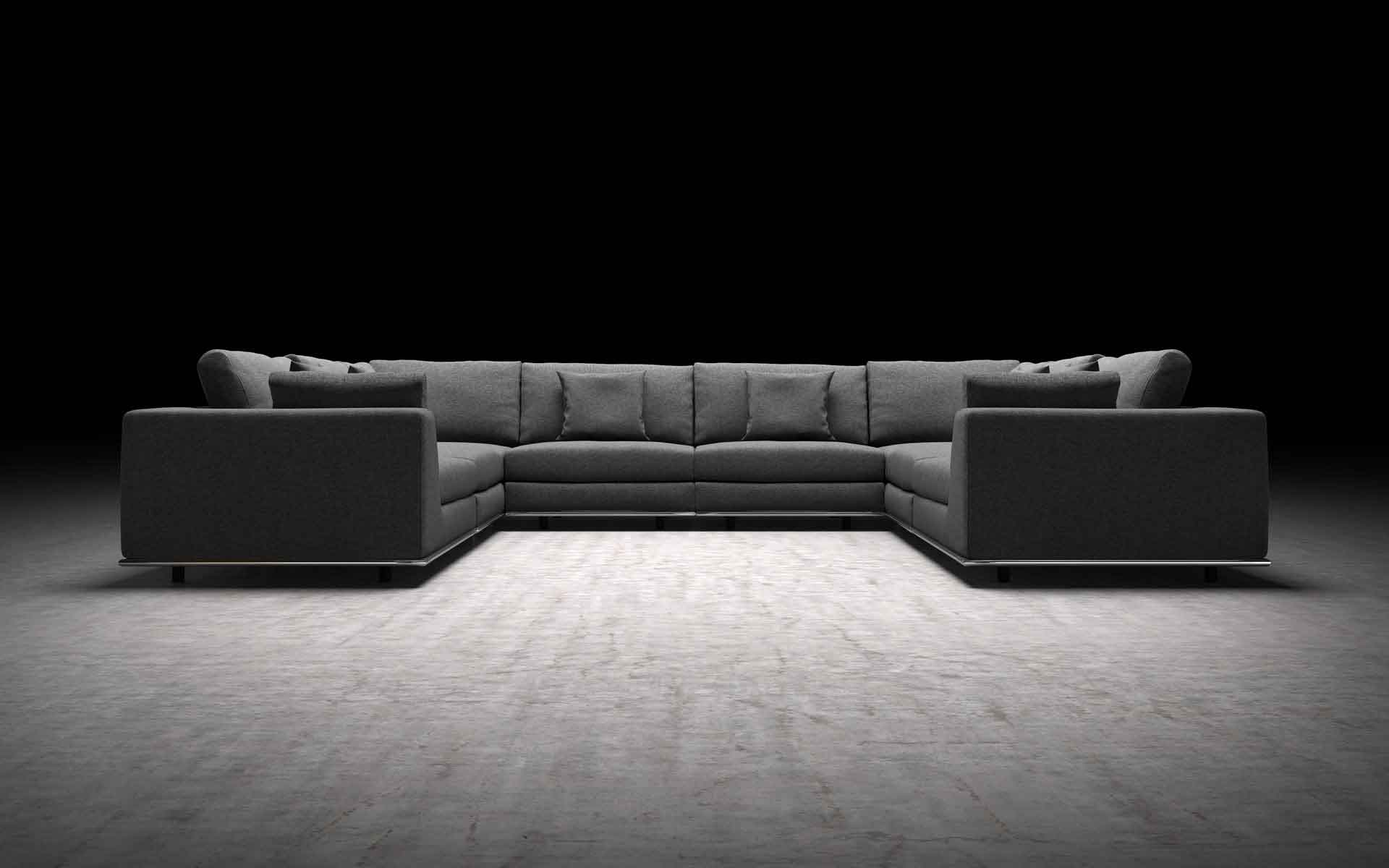 Perry U-Sectional Sofa Shadow Gray