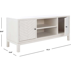 Ajani 2 Door 1 Shelf Media Stand Distressed White