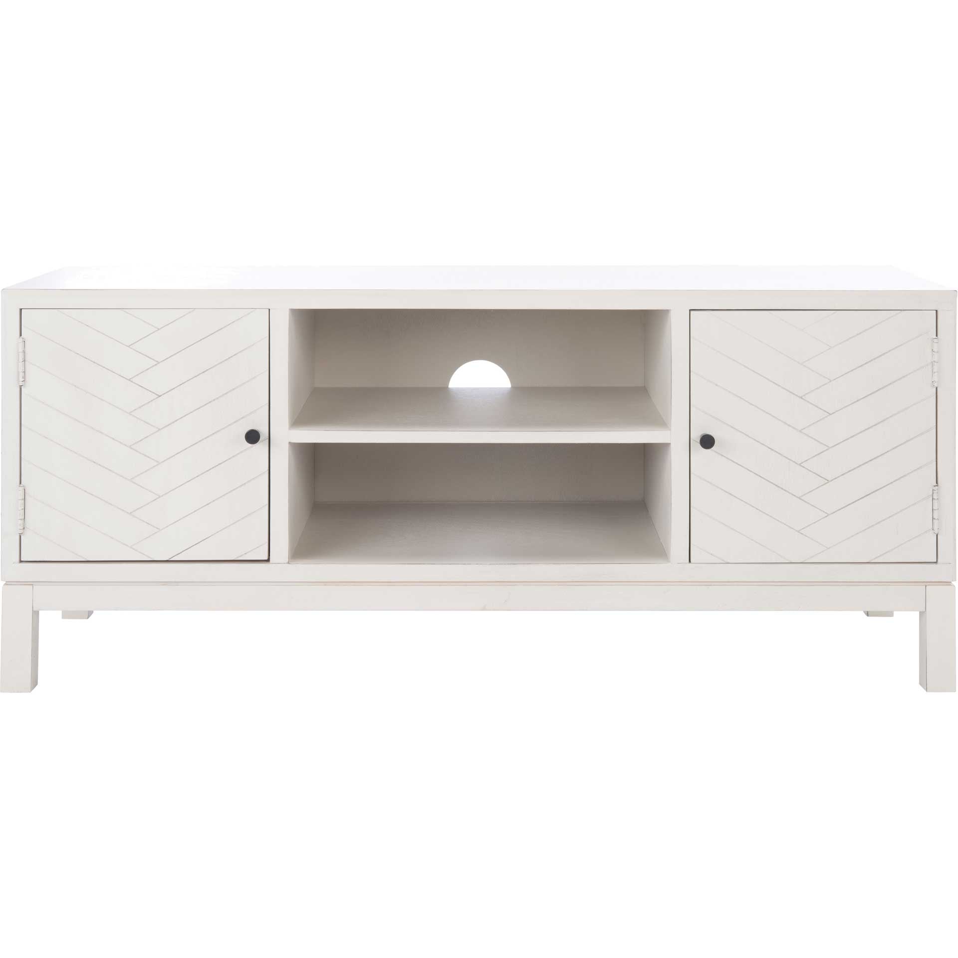 Ajani 2 Door 1 Shelf Media Stand Distressed White