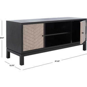 Ajani 2 Door 1 Shelf Media Stand Black/Greige