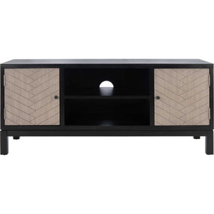 Ajani 2 Door 1 Shelf Media Stand Black/Greige