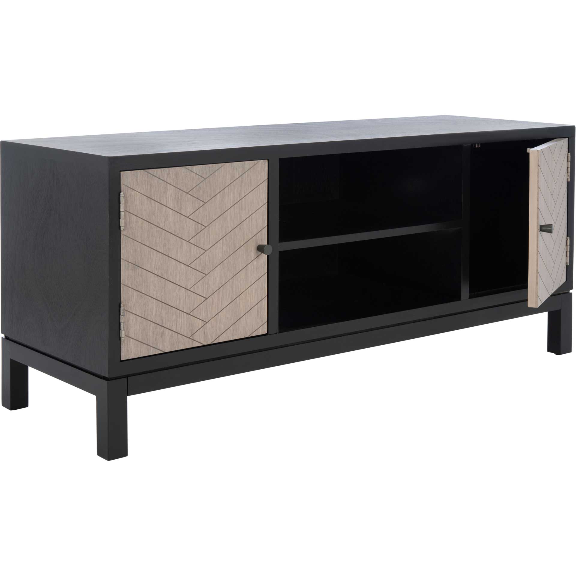 Ajani 2 Door 1 Shelf Media Stand Black/Greige