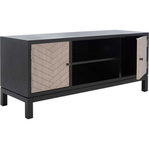 Ajani 2 Door 1 Shelf Media Stand Black/Greige