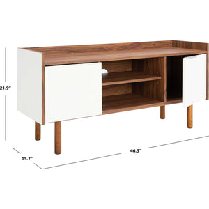 Dilan 2 Shelf 2 Door Media Stand Walnut/White