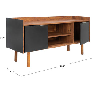 Dilan 2 Shelf 2 Door Media Stand Walnut/Black